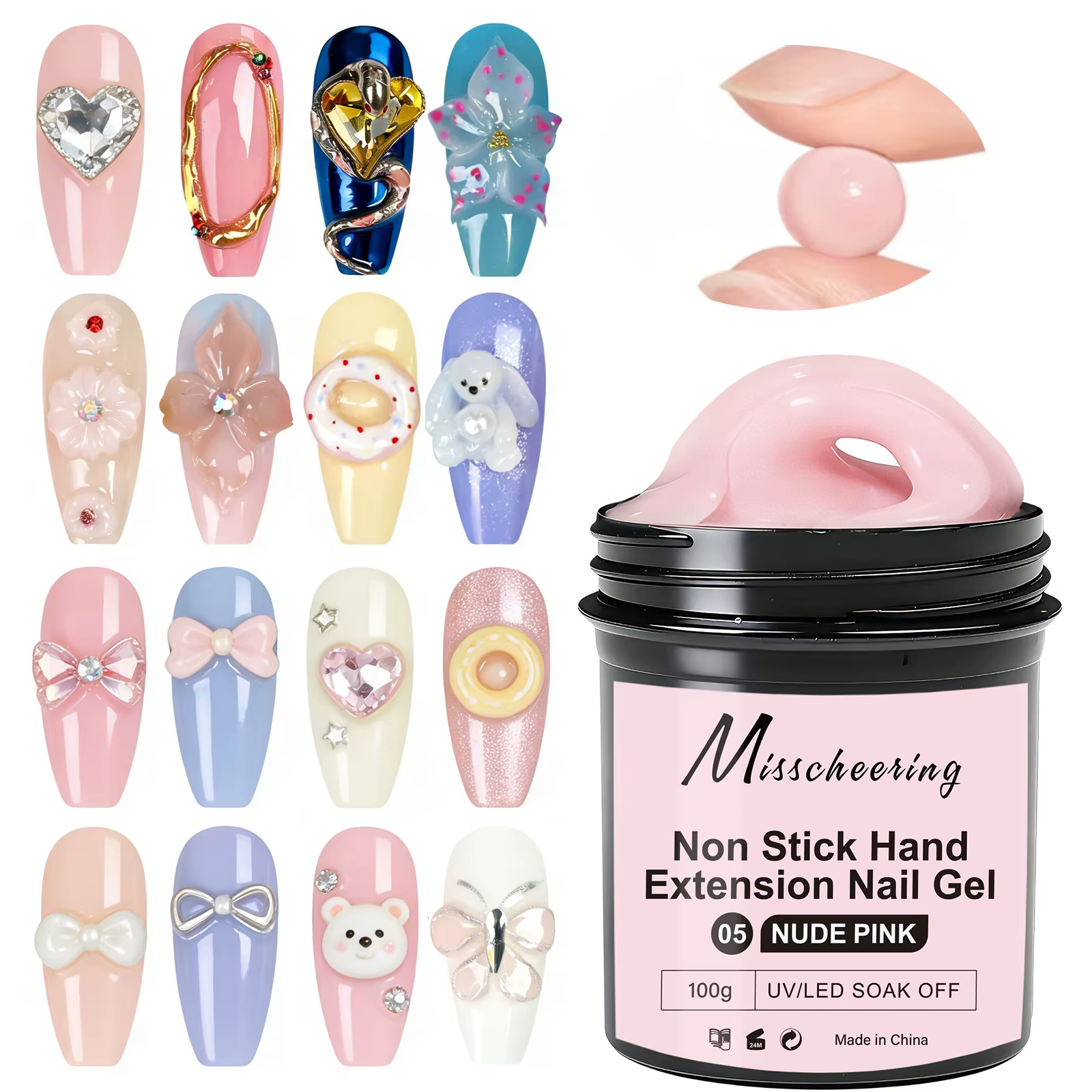 100g blanc clair antiadhésif Extension de main Gel pour ongles 3D façonnage sculpture Nail Art solide dur Gel UV LED
