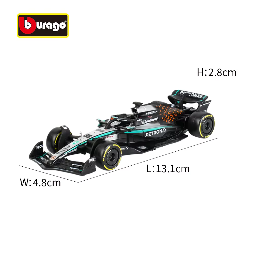 Bburago 1:43 Mercedes-AMG 2025 W16 E Performance # 63 # 12 voitures de Formule 1 britanniques en métal moulé sous pression, modèles de collection, jouets de course