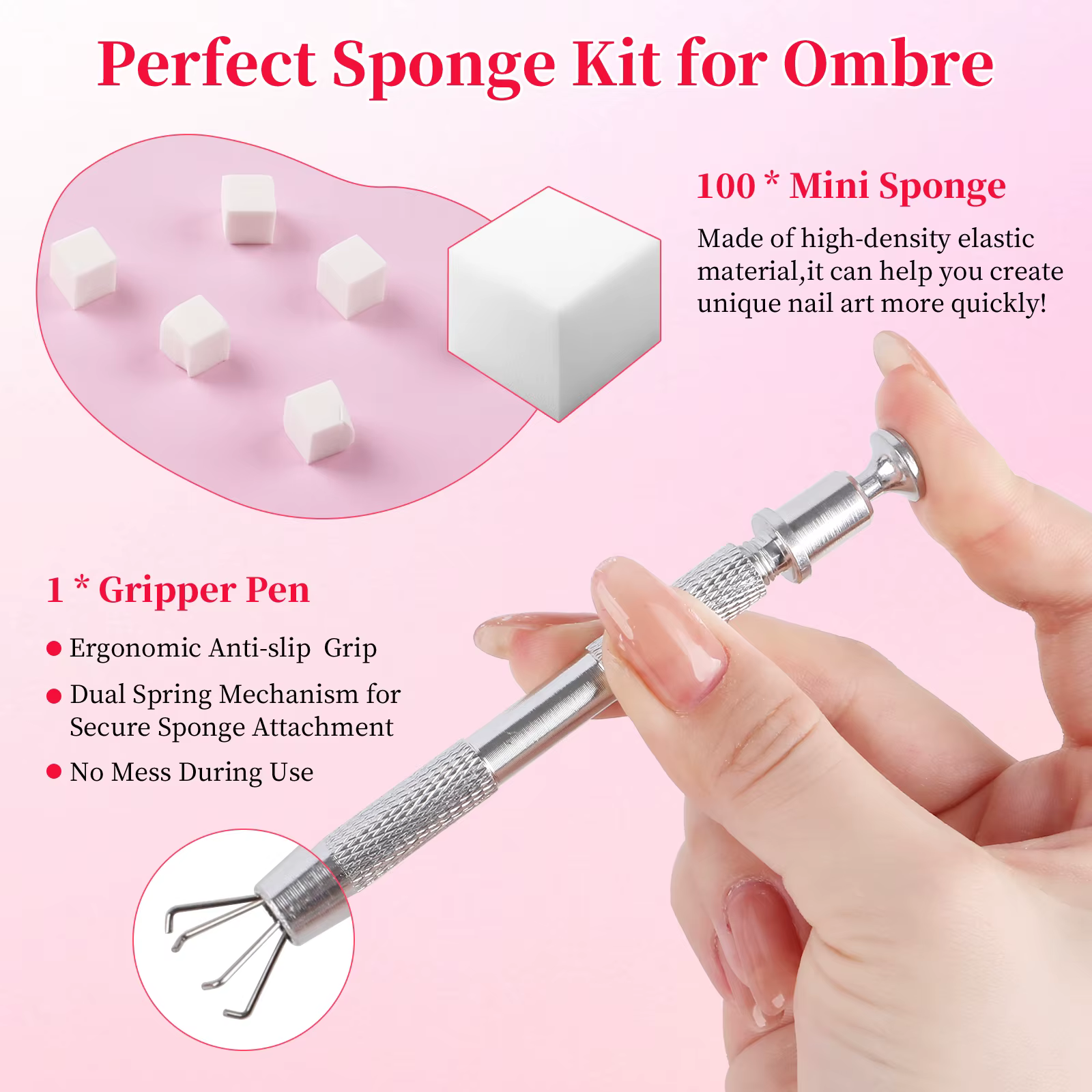 Gel à ongles coussiné, gel UV pour ongles à dégradé blush