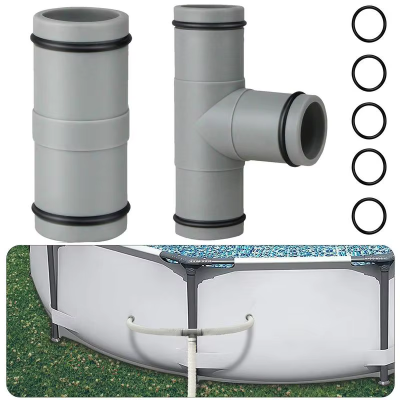Connecteur de pompe de piscine, Gadget de connexion de tuyau bidirectionnel pour tuyau de 1-1/4 pouces ou 32mm avec joint torique en caoutchouc, fournitures de piscine hors sol pour