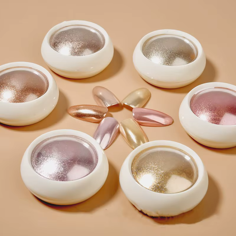 6 pièces fantaisie miroir effet chromé poussière métallique bébé rose vitré manucure décoration réfléchissant or argent paillettes poudre