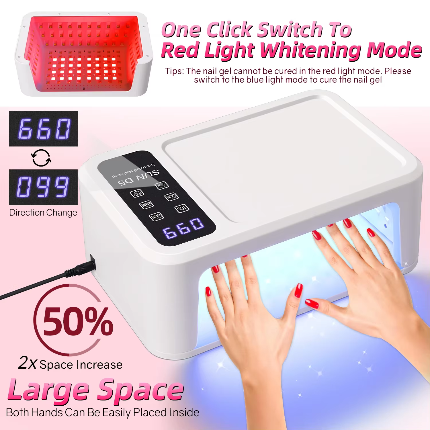480W professionnel UV LED Gel lampe à polymériser avec fonction de blanchiment 140LEDS