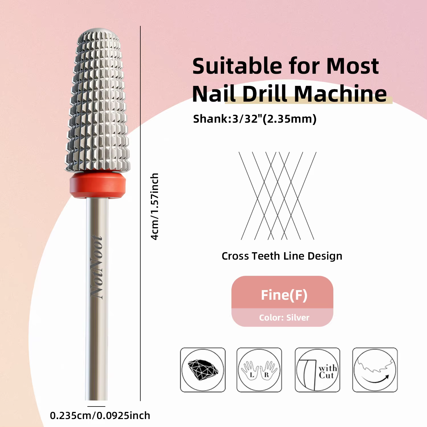 Fraise à ongles 5 en 1 en carbure conique