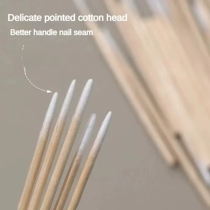 Bâtonnets de coton à pointe en bois pour ongles