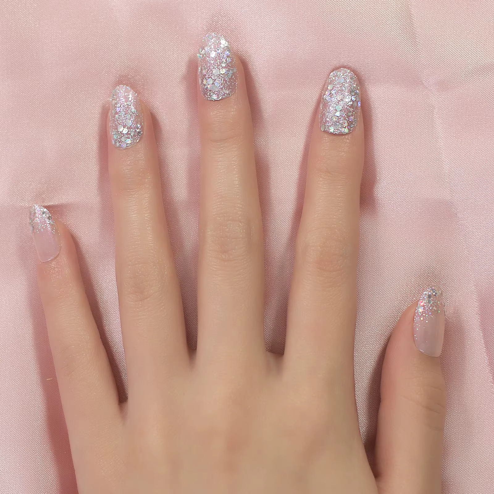Faux ongles holographiques de forme narpour femme