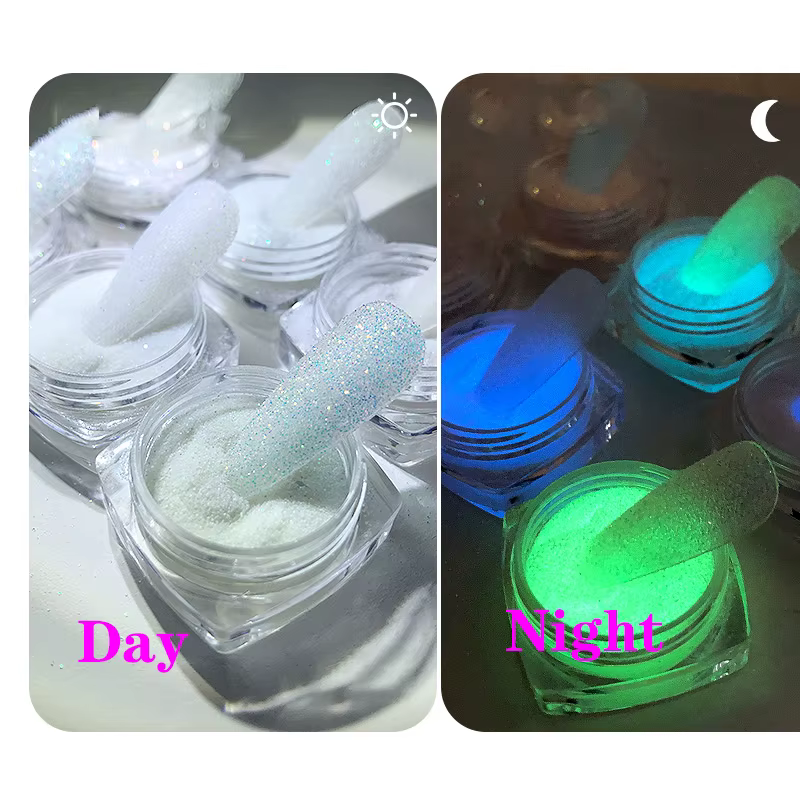 6 Couleurs Halloween Phxing ou Shoous Nail Glitter Poudre net1-2gWhite Clip Glow-In-Dark