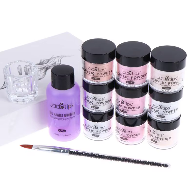 Poudre à ongles acrylique transparente, blanche, rose, pailletée, professionnelle, style français, extension, sculpture, design, système d'art des ongles, salon de beauté, fournitures