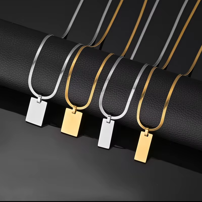 Nextvance – collier personnalisé avec image d'yeux, pendentif rectangulaire en acier inoxydable gravé au Laser pour femmes et hommes, bijoux cadeaux