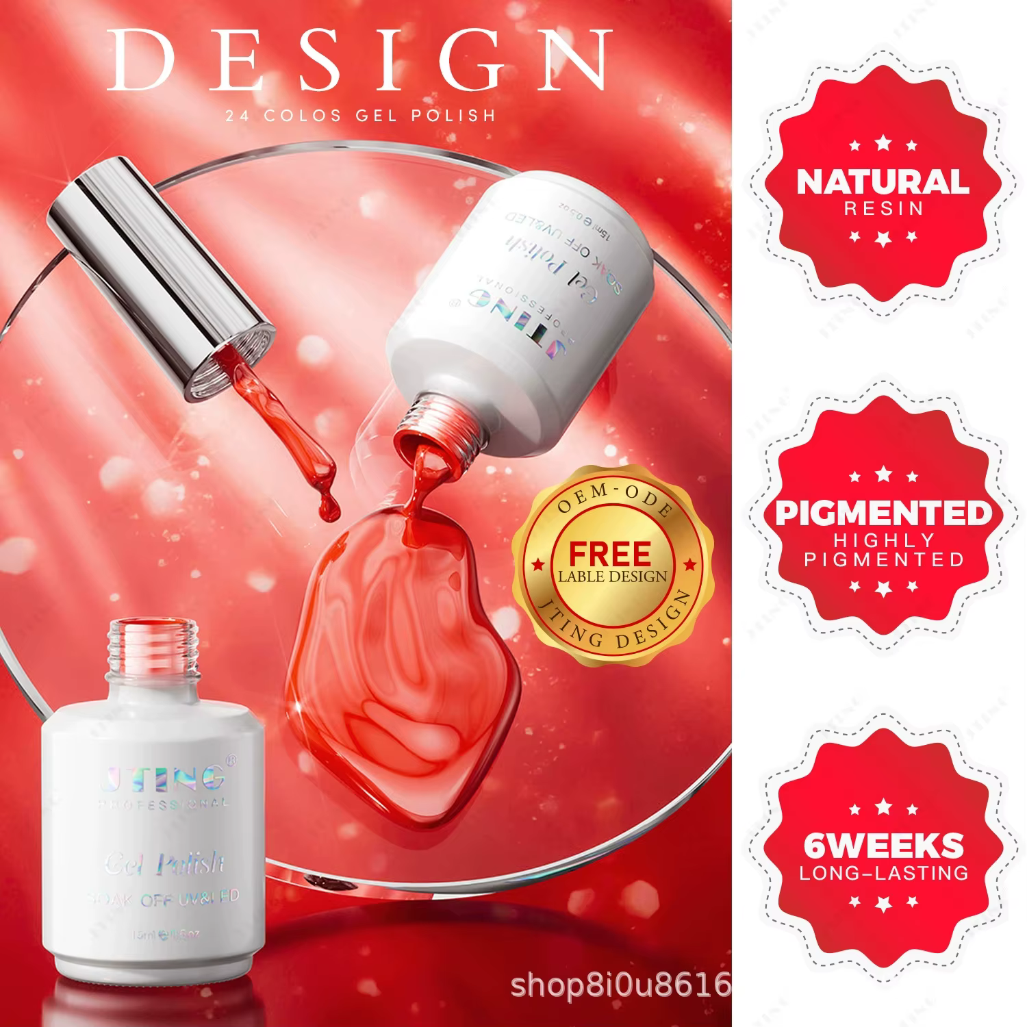 Eleanos vin rouge 24 couleurs Gel vernis avec carte de couleur 15ml