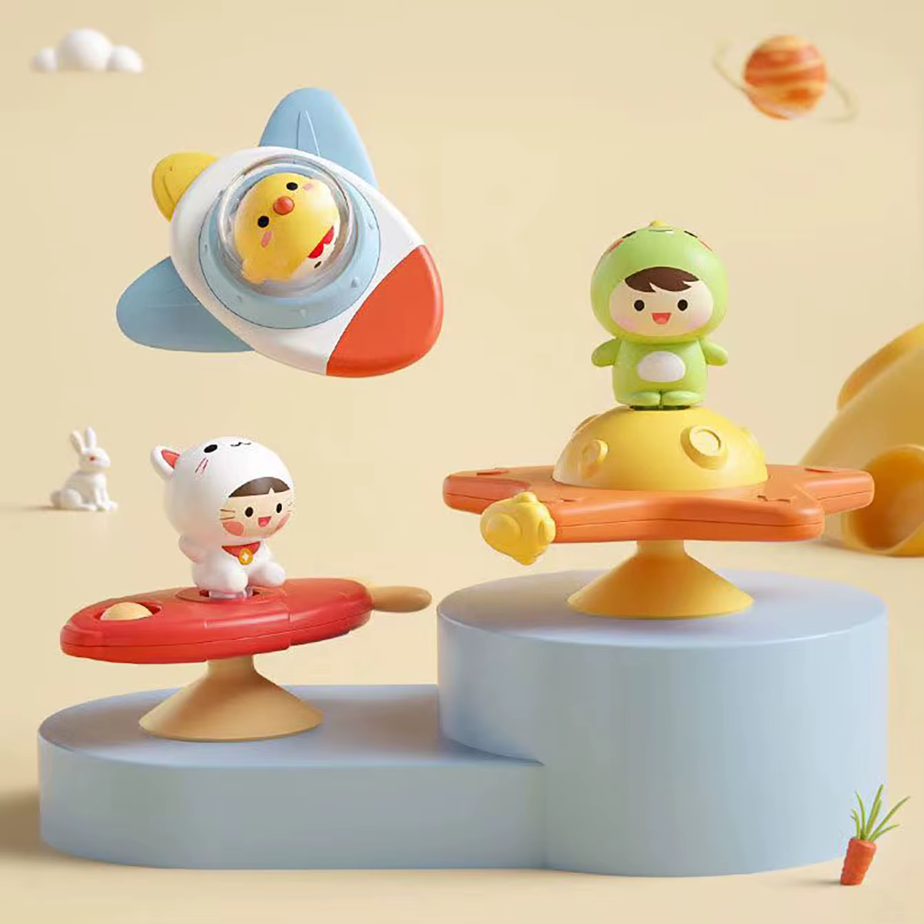 Jouet apaisant pour bébé, avion de dessin animé, artefact de bain pour bébé, ventouse amusante, Spinner, jeux de Table pour l'éducation précoce