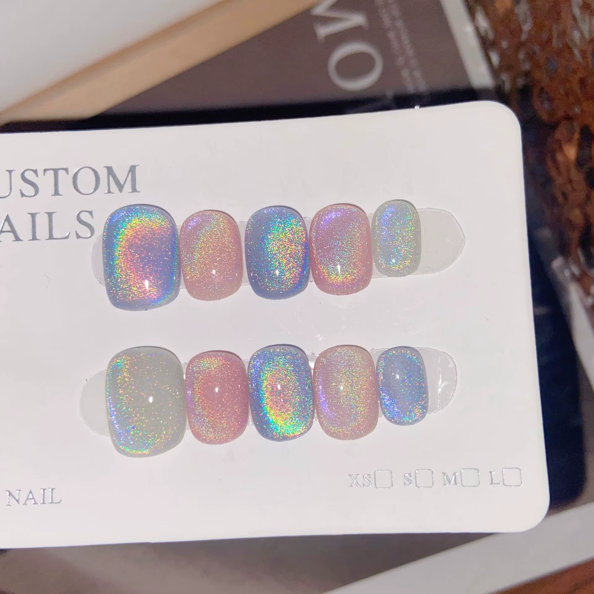 Ensemble de Nail Art court Style Ballet coloré ombré œil de chat