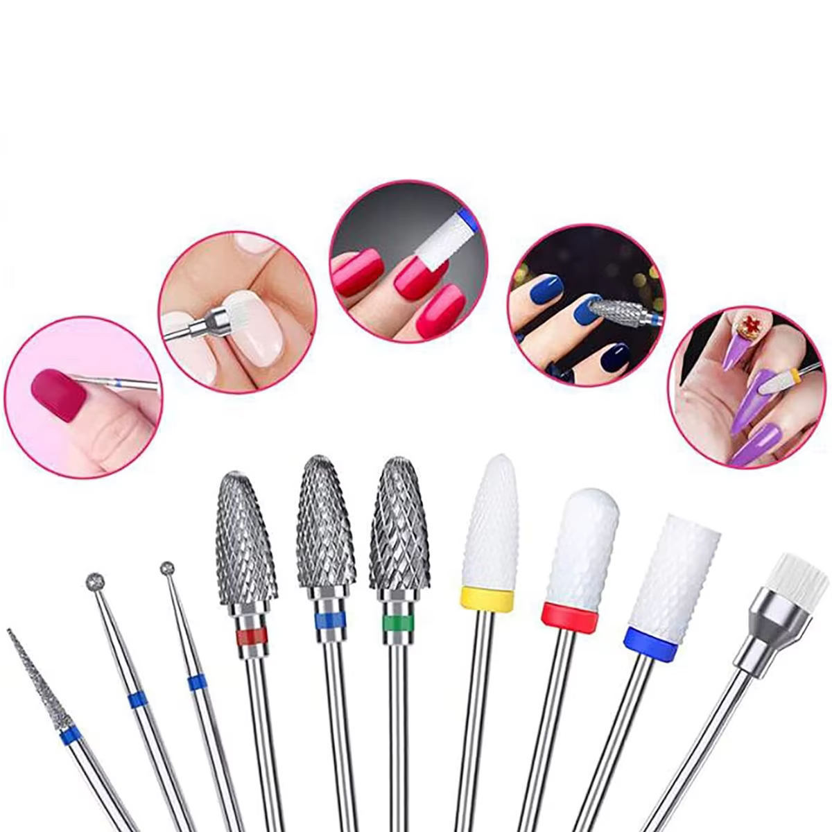 10 pièces forets à ongles pour perceuse à ongles