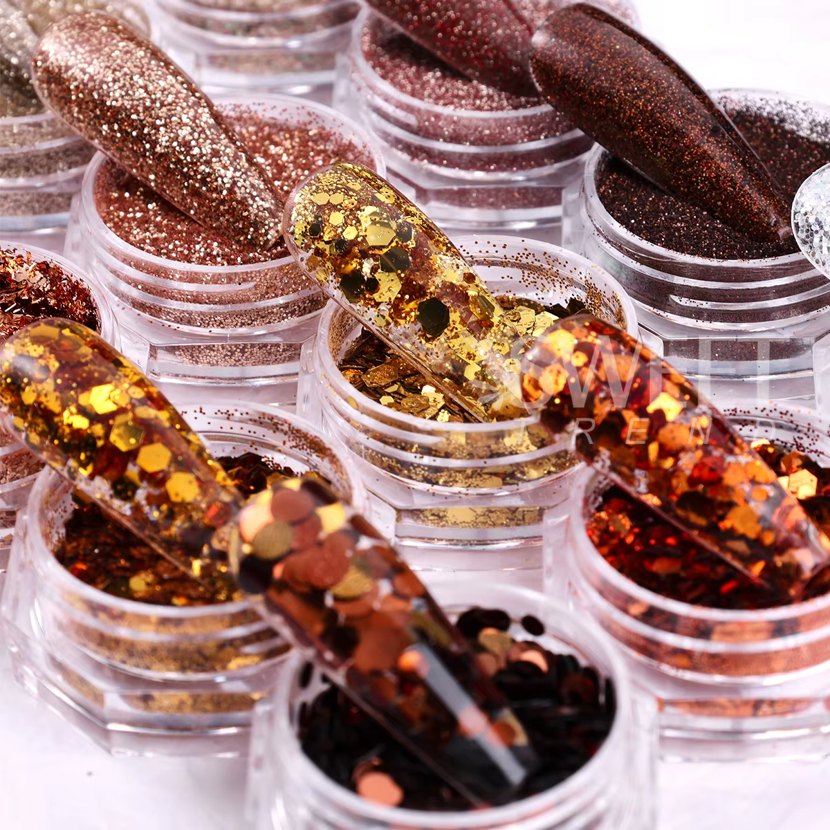 Magnifique ensemble de paillettes pour ongles marron