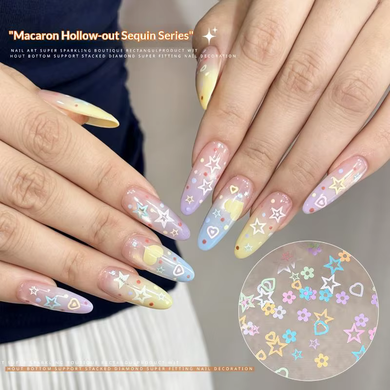 Nouveaux paillettes de nail art en forme de macaron pastel