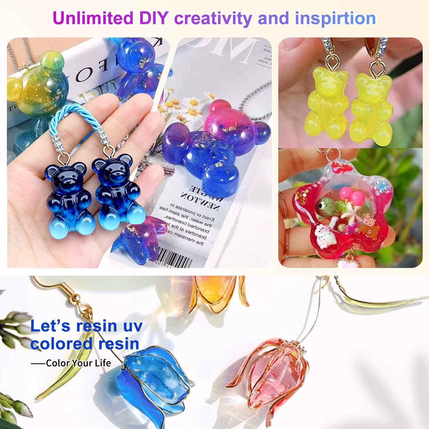 Résine UV, ensemble de résine UV couleur unie 12 couleurs