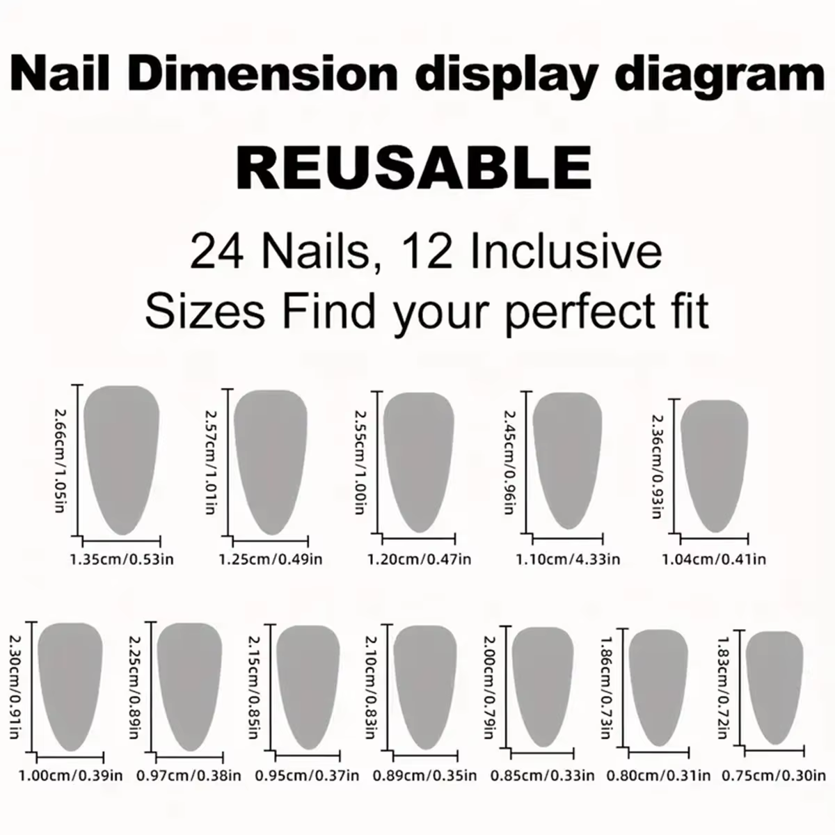 24 faux ongles à presser en forme d'amande