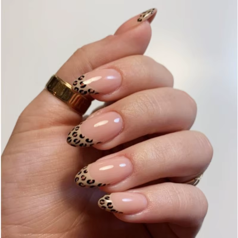 24 faux ongles léopard français autocollants