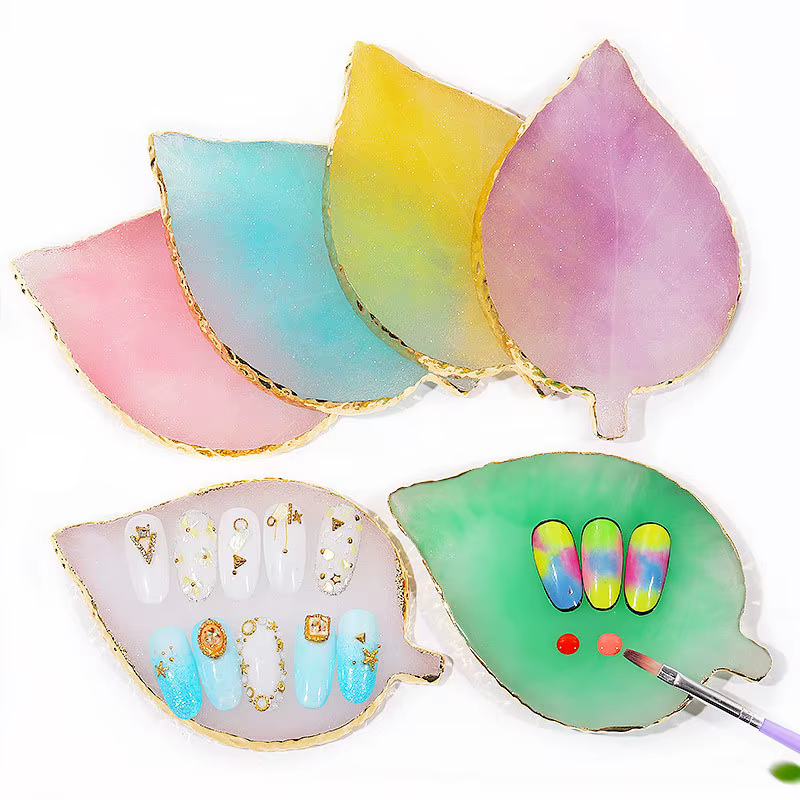 Palette d'art d'ongle de luxe en pierre de résine naturelle