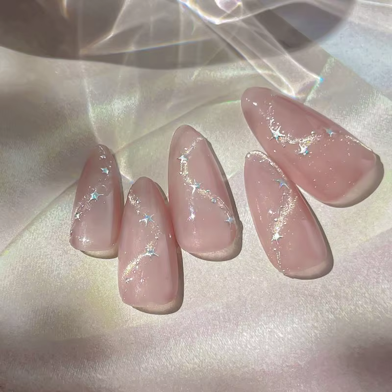 Autocollants pour ongles en forme de chaîne d'étoiles de luxe