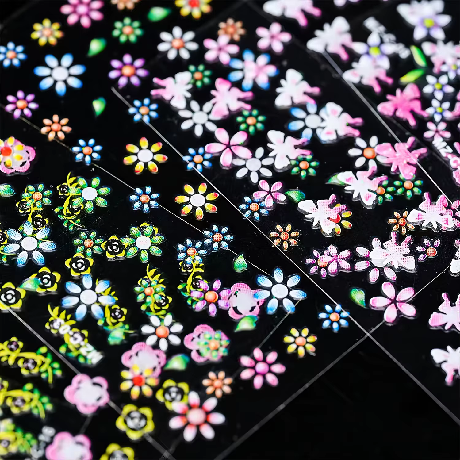 30 feuilles d'autocollants pour ongles à motifs floraux