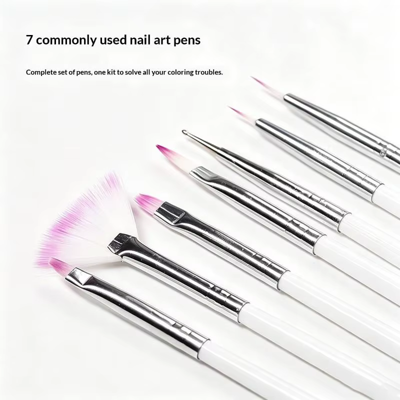 Ensemble de pinceaux pour Nail Art, 7 pièces, pinceaux pour peinture sur ongles, outils de salon de manucure, adaptés à un usage domestique et en salon de manucure