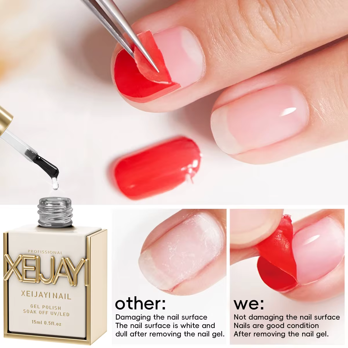 XEIJAYI 15 ml Vernis Gel UV LED Soak Off – Gel Doux et Sans Dommage