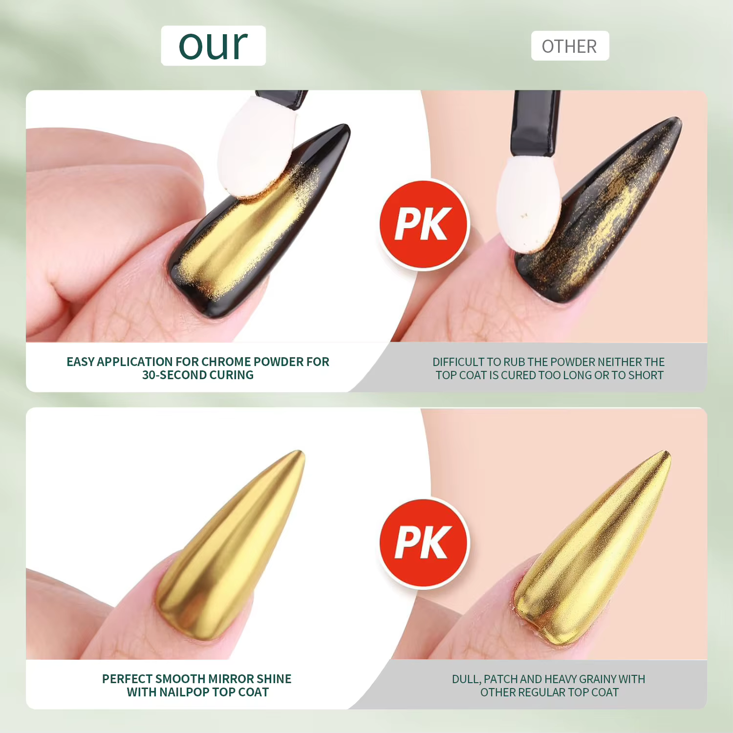 Nailpop Magic Mirror Top Coat améliore l'effet miroir. Ce lien comprend
