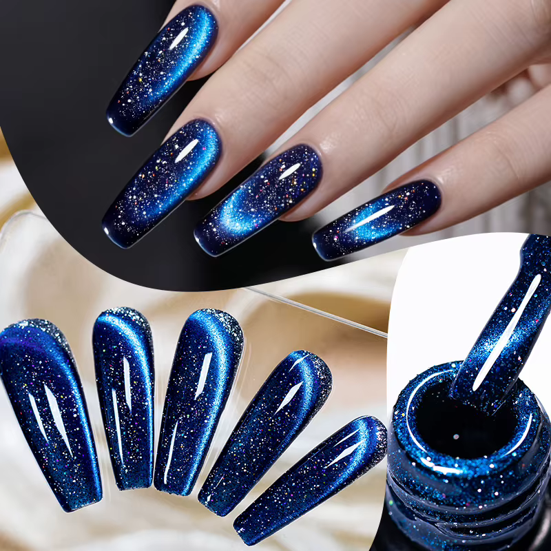 Vernis à ongles gel magnétique effet chat bleu réfléchissant 10ml
