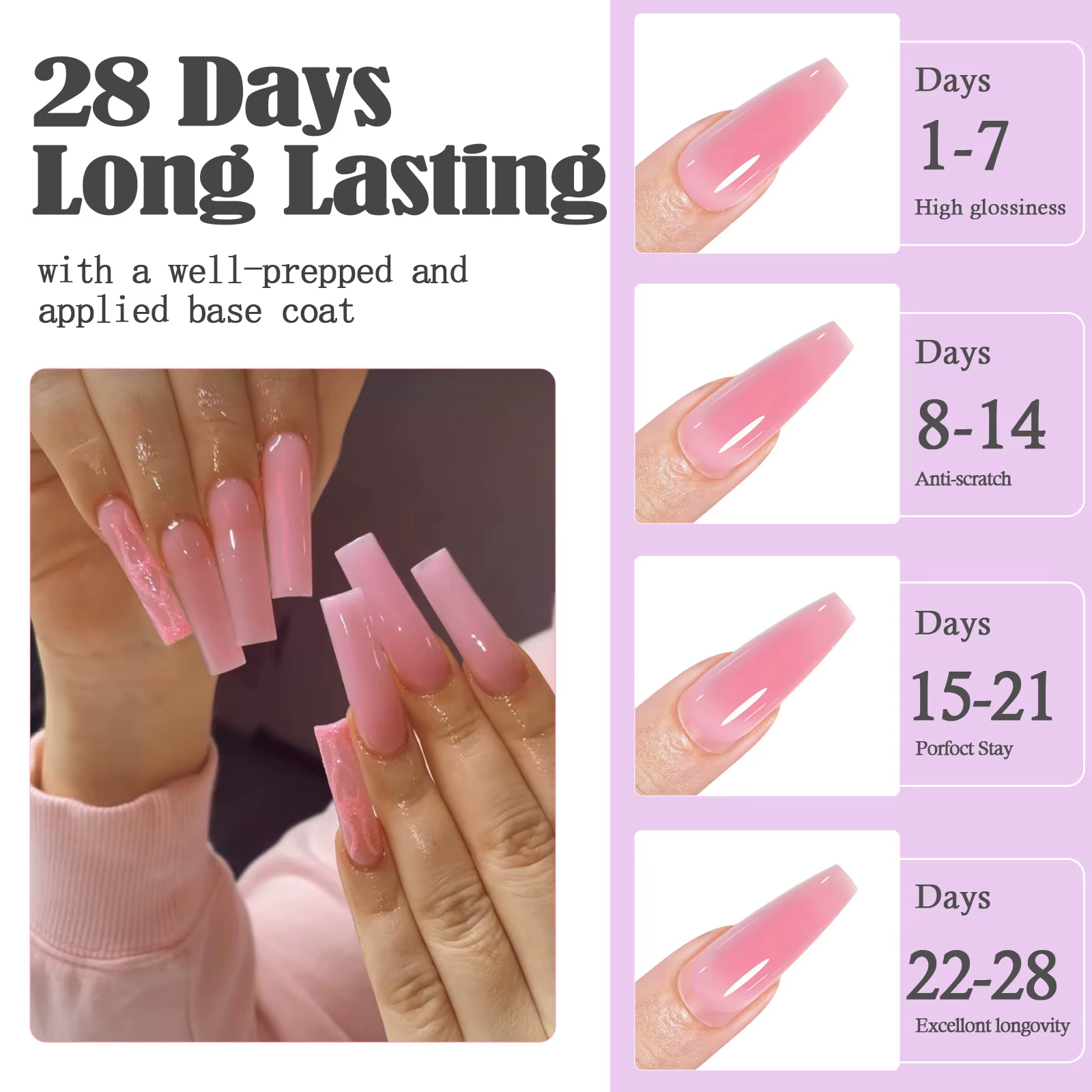 Gel d'extension d'ongles de couleur unie