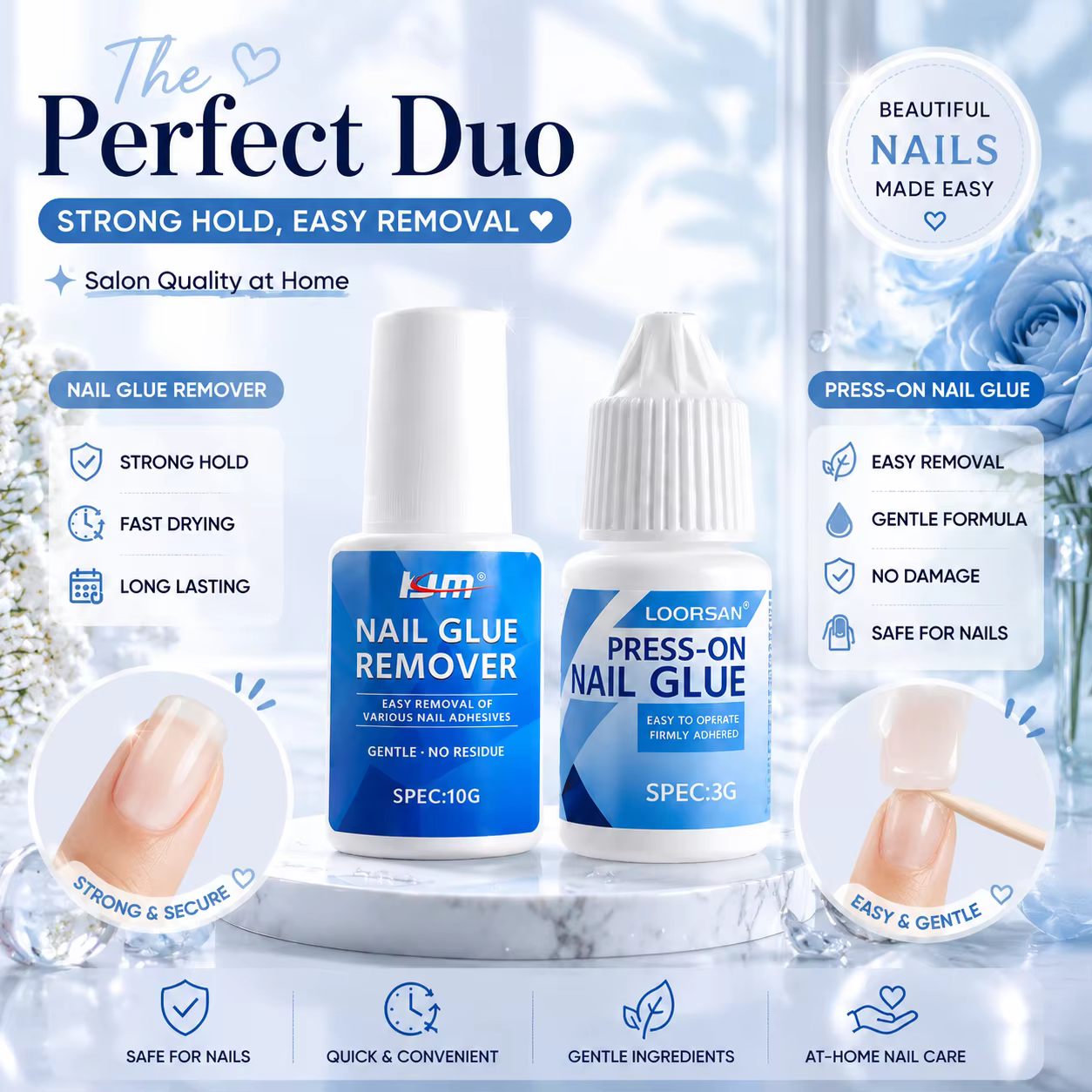 2 pièces de colle à ongles super résistante pour faux