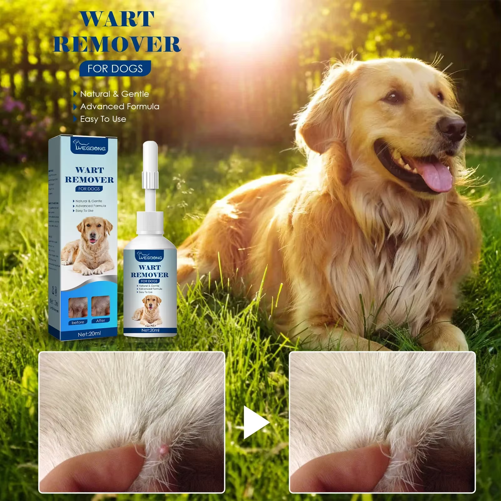 Dissolvant de verrues de chien, étiquettes de peau de chat, traitement contre les grains de beauté, traitement indolore des verrues, réparation de la peau, liquide de soin pour animaux de compagnie