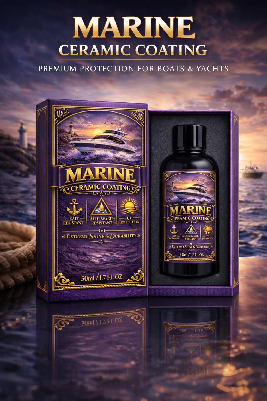 Revêtement Céramique Marin Qualité Professionnelle – Peinture Bateau Haute Brillance & Protection de Surface pour Yachts