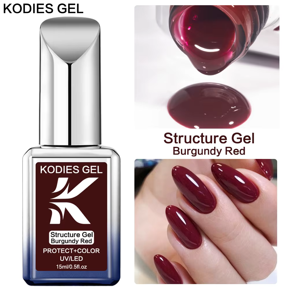 KODIES GEL vernis à ongles Gel à Base de caoutchouc rouge bordeaux 15ML Structure UV/LED vin d'hiver couleur