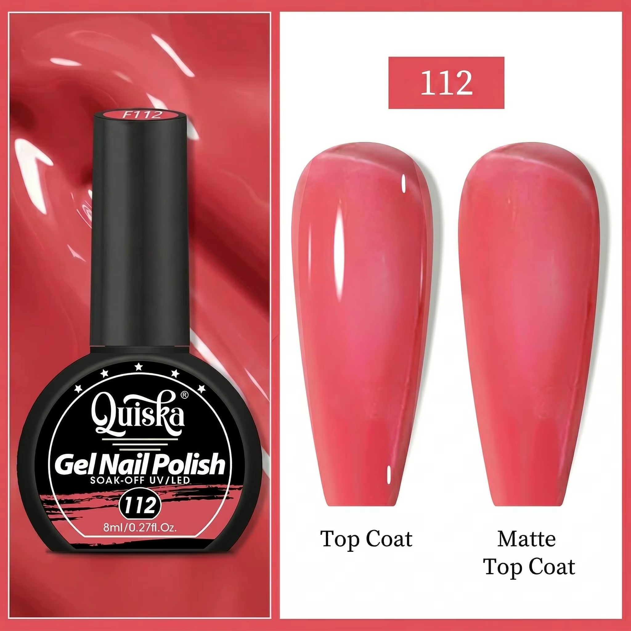 Vernis à ongles fluorescent Quiska 8 ml — Série Néon | Convient à toutes les saisons | Gel durci aux UV | Formule à