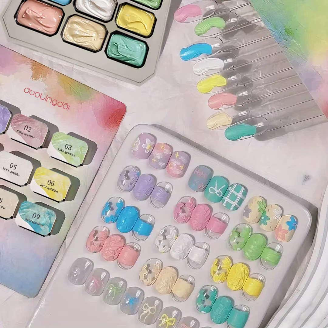 Ensemble complet de Gel de peinture à l'huile Macaron à 9 grilles