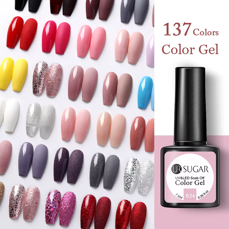 UR SUGAR 7.5ml Rose paillettes couleur unie Gel vernis à ongles gelée nu