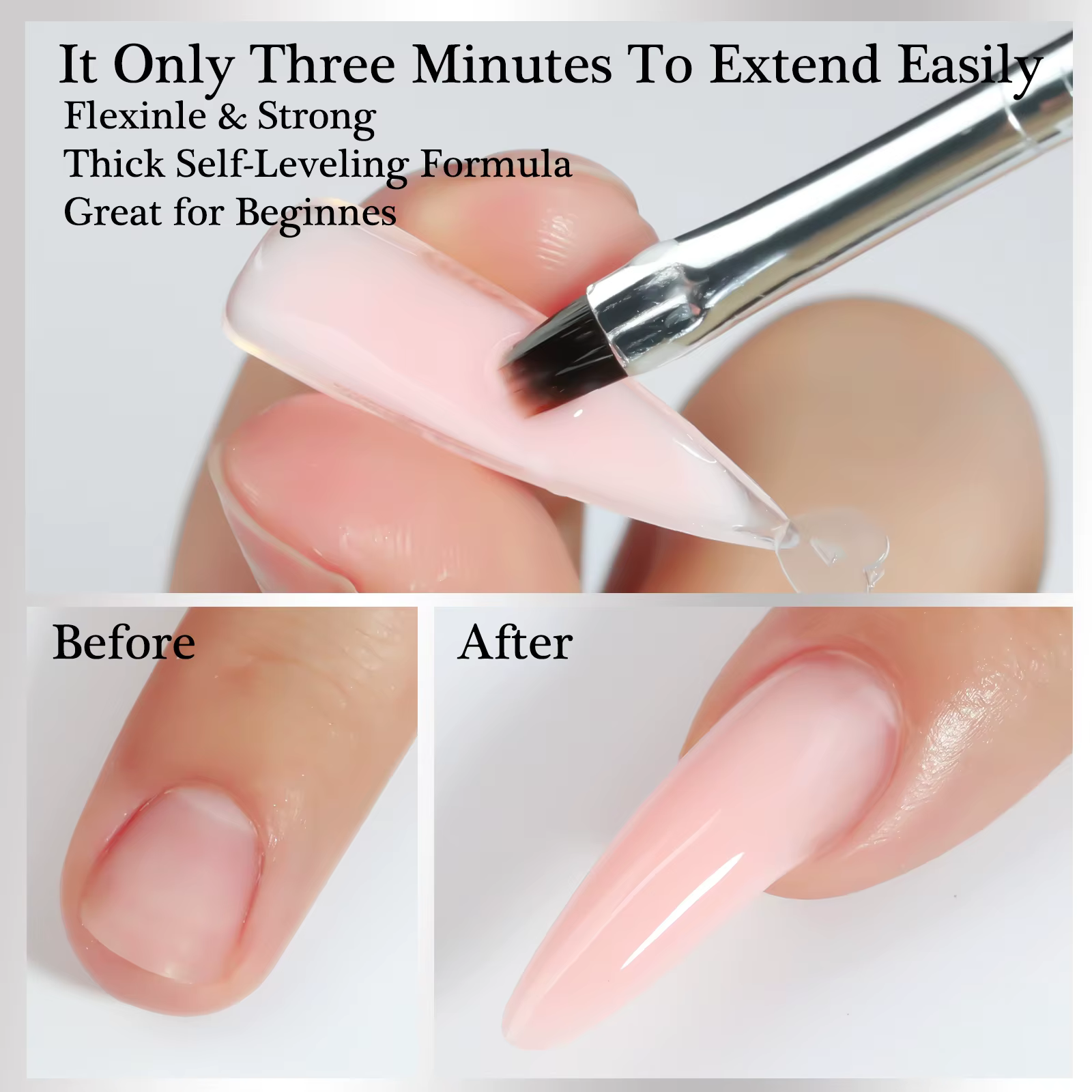 15/30g Gel pour ongles à constructeur rapide blanc nu rose clair Gel d'extension pour Nail Art Gel acrylique multifonctionnel tremper UV LED pour Salon