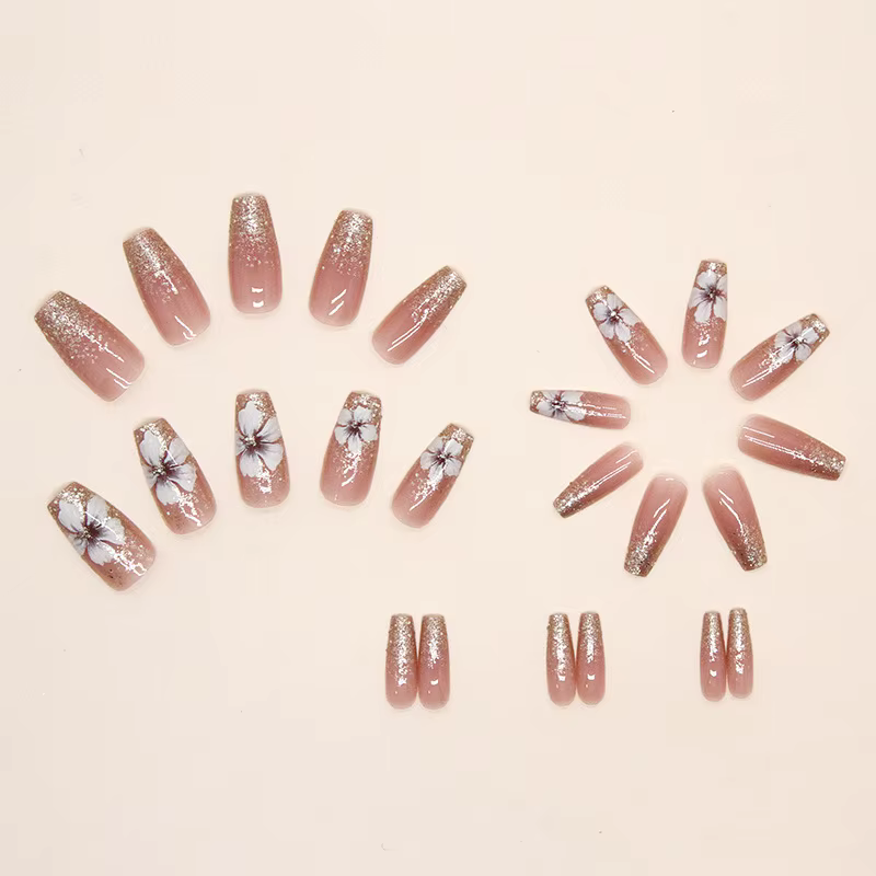 Faux ongles mi-longs pour femmes et filles