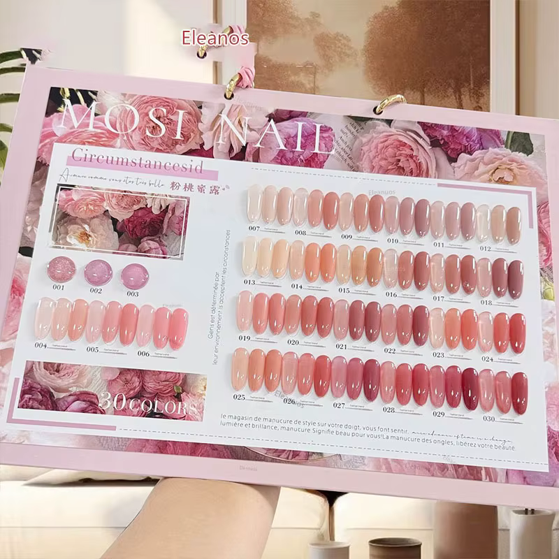 Eleanos rose pêche 30 couleurs 15ml gelée Gel vernis avec ColorCard nu transculent tremper UV LED clair manteau Gel Salon de manucure Kit