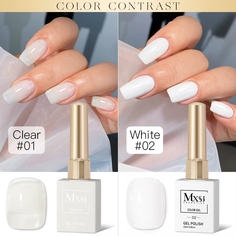 1 Couleur 1 Flacon Vernis Semi-Permanent Noir et Blanc 15ml Lampe UV Nagelack Hybride Nail Art Salon Varnish Non Fixateur