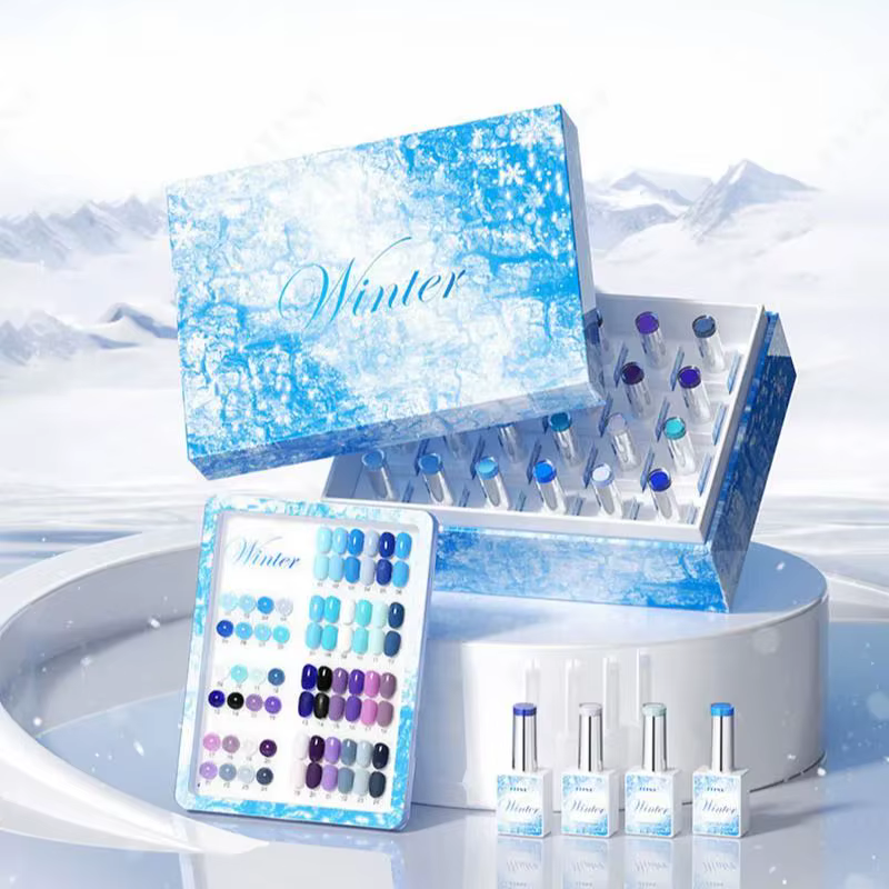 Eleanos bleu Royal hiver 24 pièces Gel vernis à ongles ensemble avec tableau d'affichage semi-permanent
