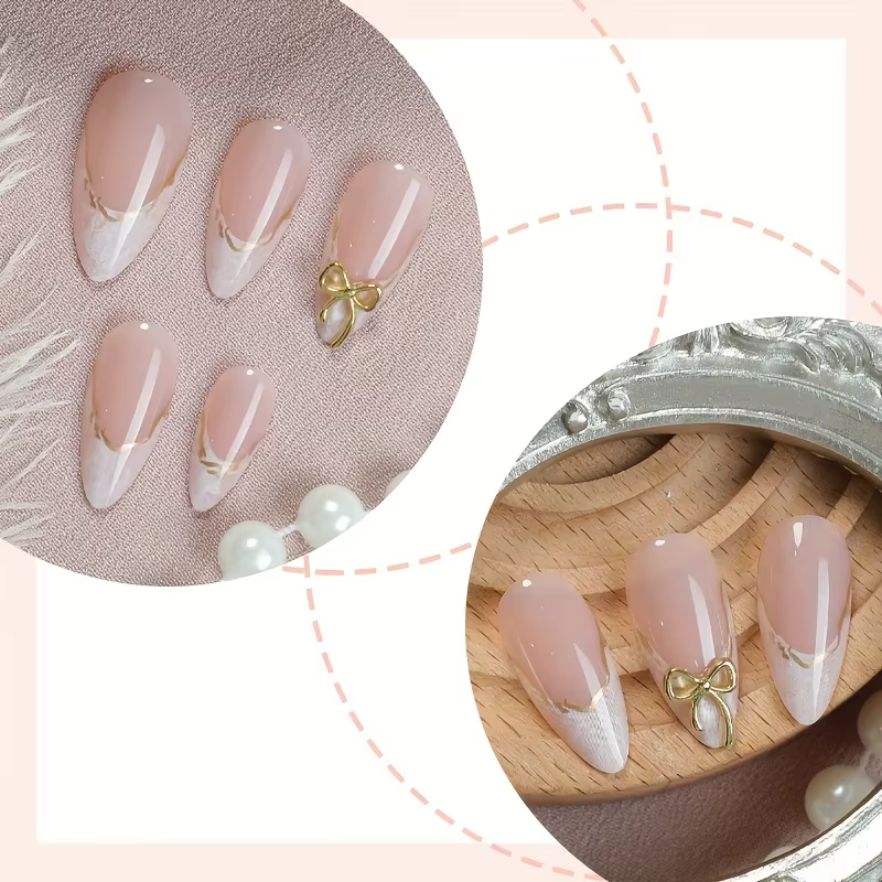 24 pièces de patchs d'art d'ongle pointus blancs
