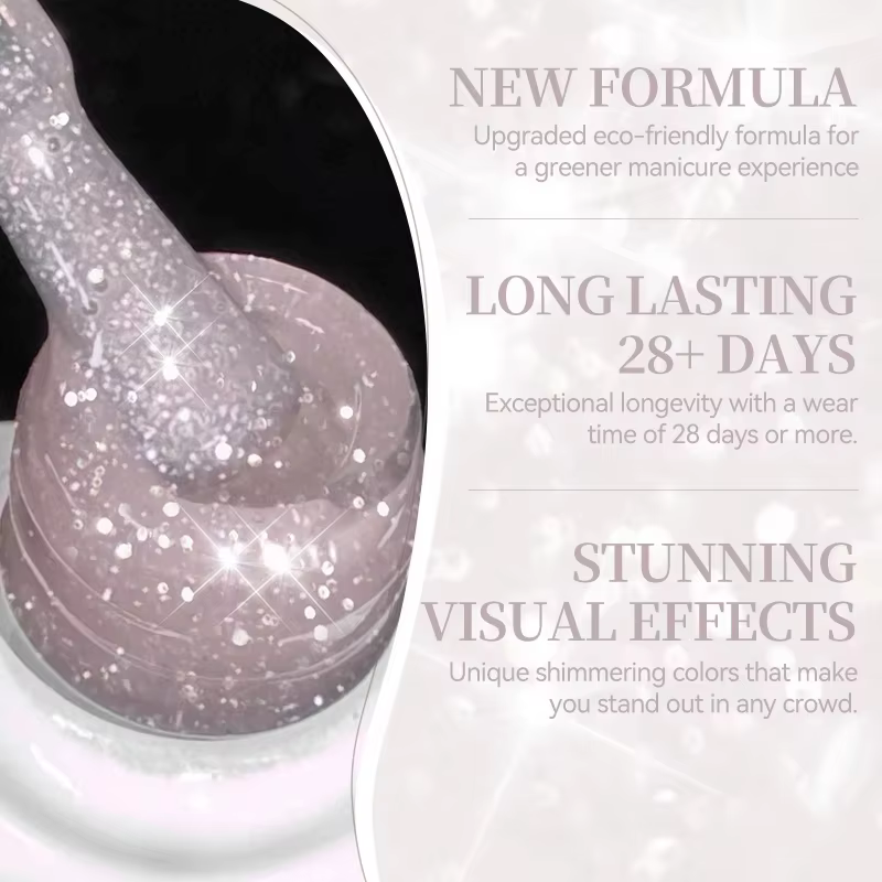 MIANEL 10ml Vernis à ongles gel rose nude scintillant UV LED Soak Off longue tenue pour nail art
