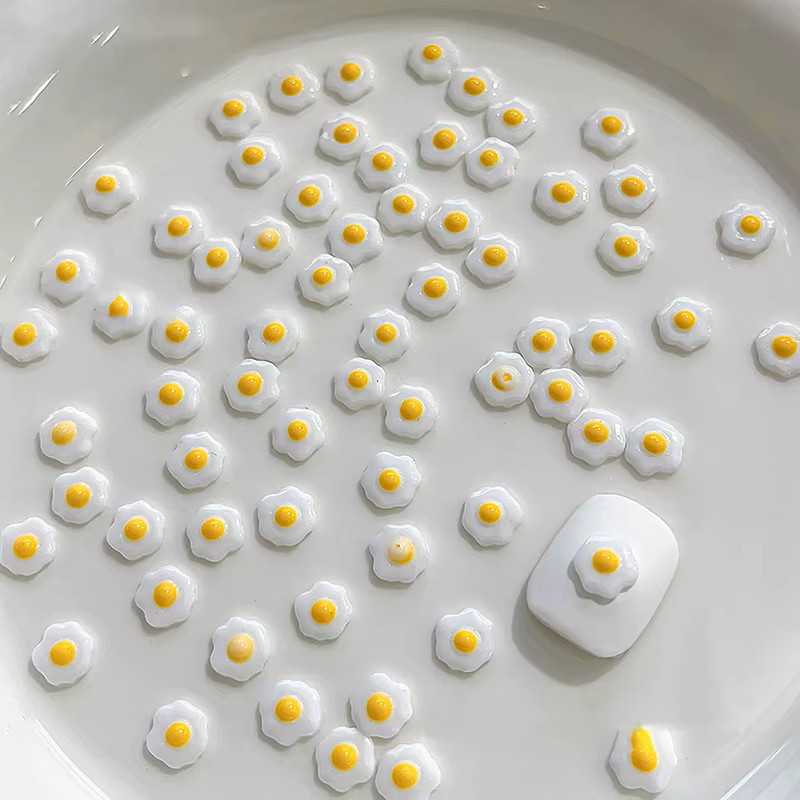 Mini œufs pochés 3D, décorations pour Nail Art