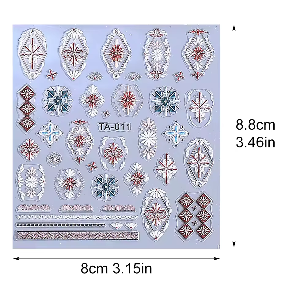 Bohême rétro Nail Art autocollants dentelle fleur fenêtre bronzant Design décalcomanies ongles breloques décorations