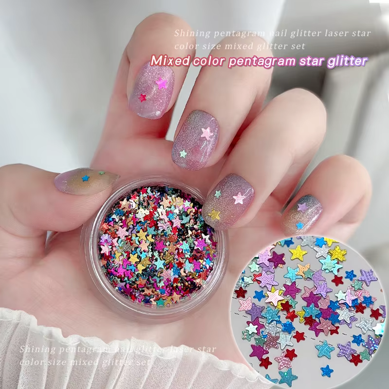 1 boîte de paillettes étoiles pour ongles
