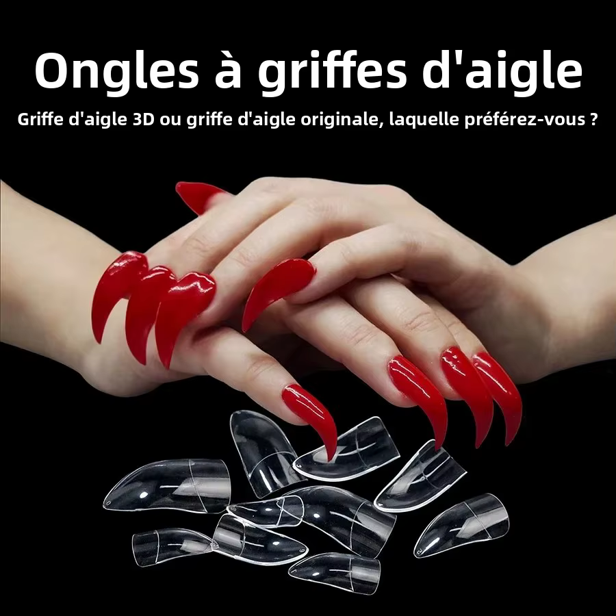 100 faux ongles artistiques en forme de griffe d'aigle