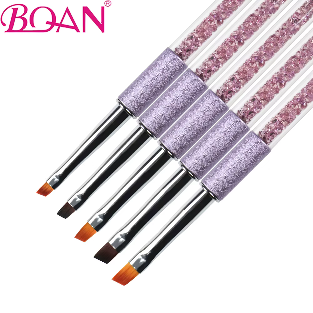 BQAN 1pc une coup Oblique Nail Art brosse poignée en métal ongles Gel