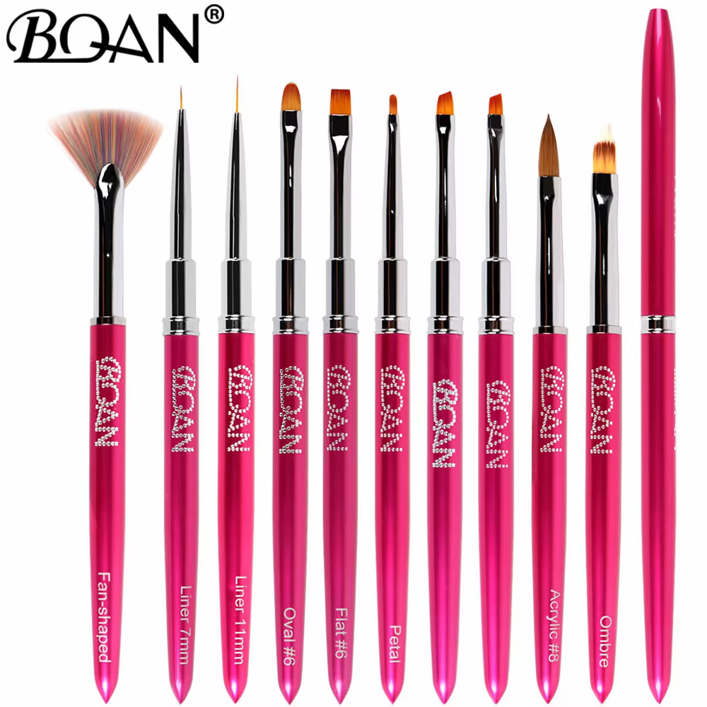 Pinceau à ongles BQAN Rose Rouge pour Nail Art