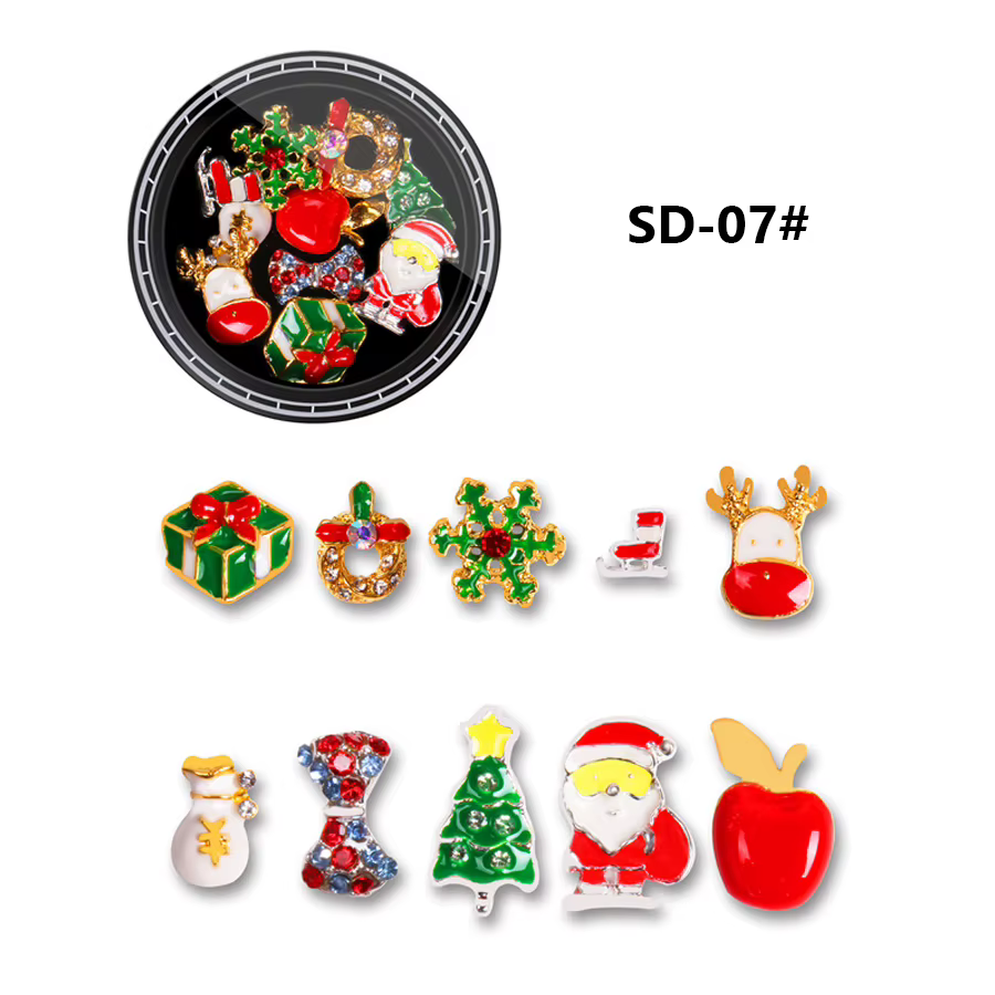 Kit de décoration pour Nail Art de noël, bricolage, tranches de flocons de neige, Rivets en alliage, Mini perles, breloques pour la conception des ongles de noël